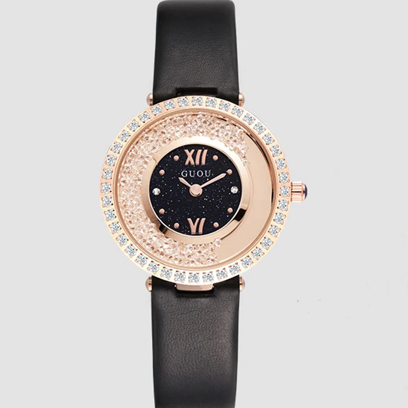 

Fashion GUOU Luxury Diamond Lady Thin case Exquisite Rhinestone Watches Women's Clock montre femme reloj mujer relogio feminino