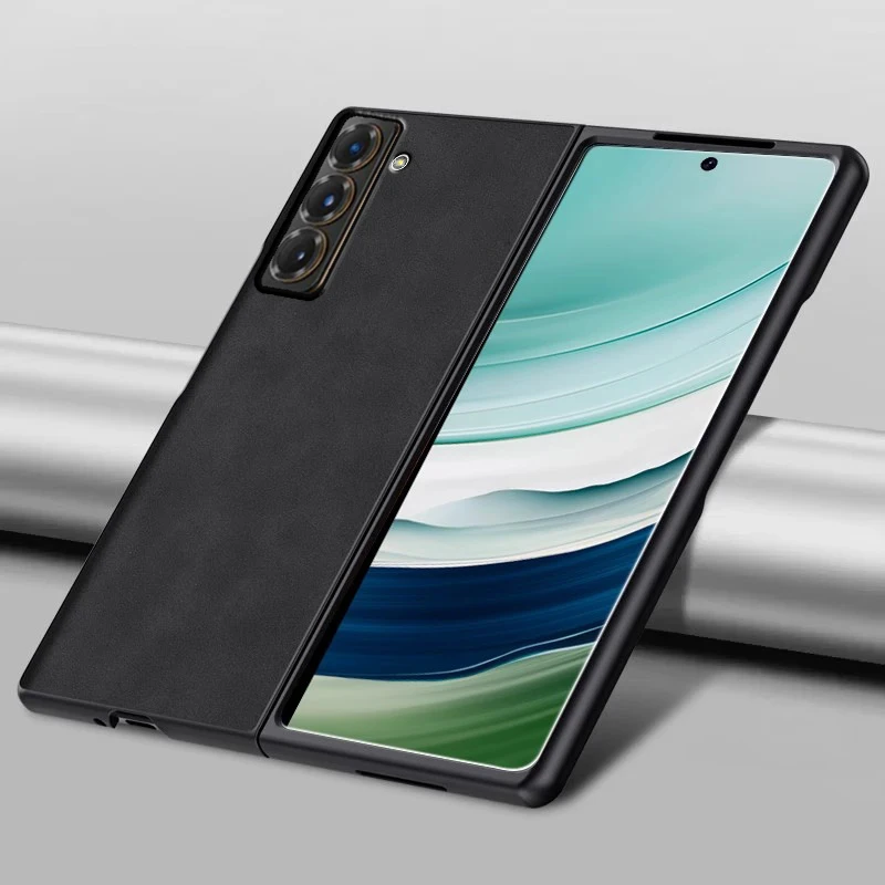 Frosted PU Leather Anti-Shock Gel Case, Compatible with Foldable Phones