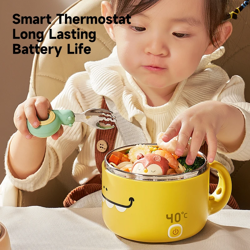 Snow Bear Baby Thermos Bowl Baby Warming Bowl Keep Warm Stainless Steel 400ml