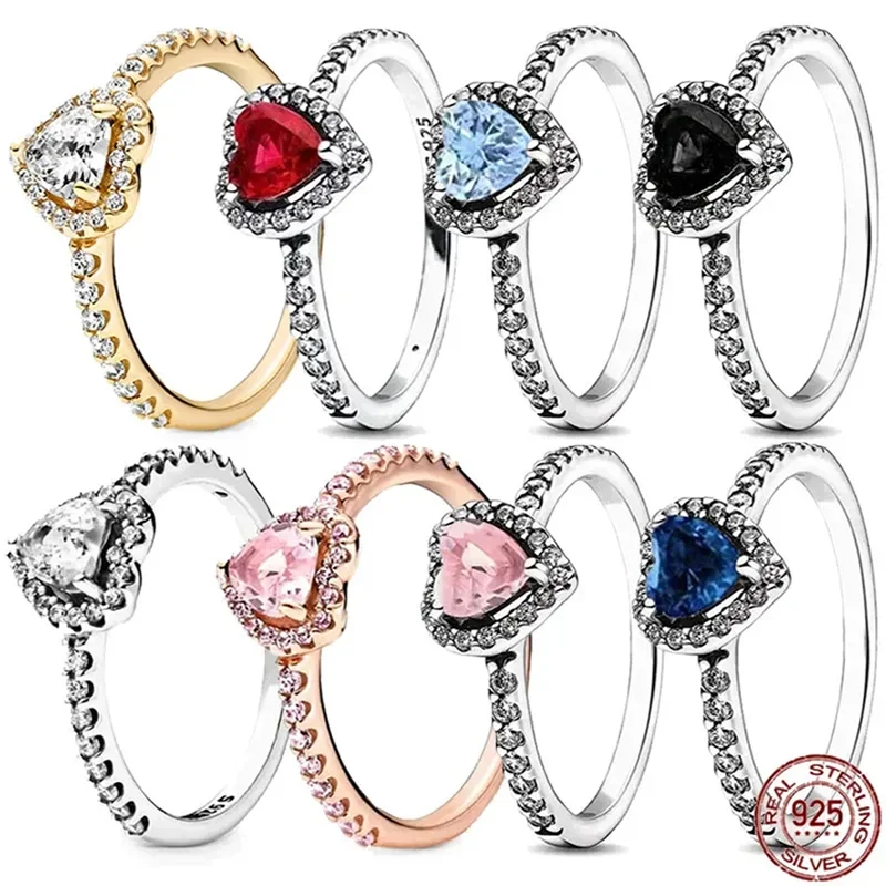 925 sterling silver ring red heart-shaped crystal ring ladies accessories DIY jewelry gift moissanite engagement ring engagement ring