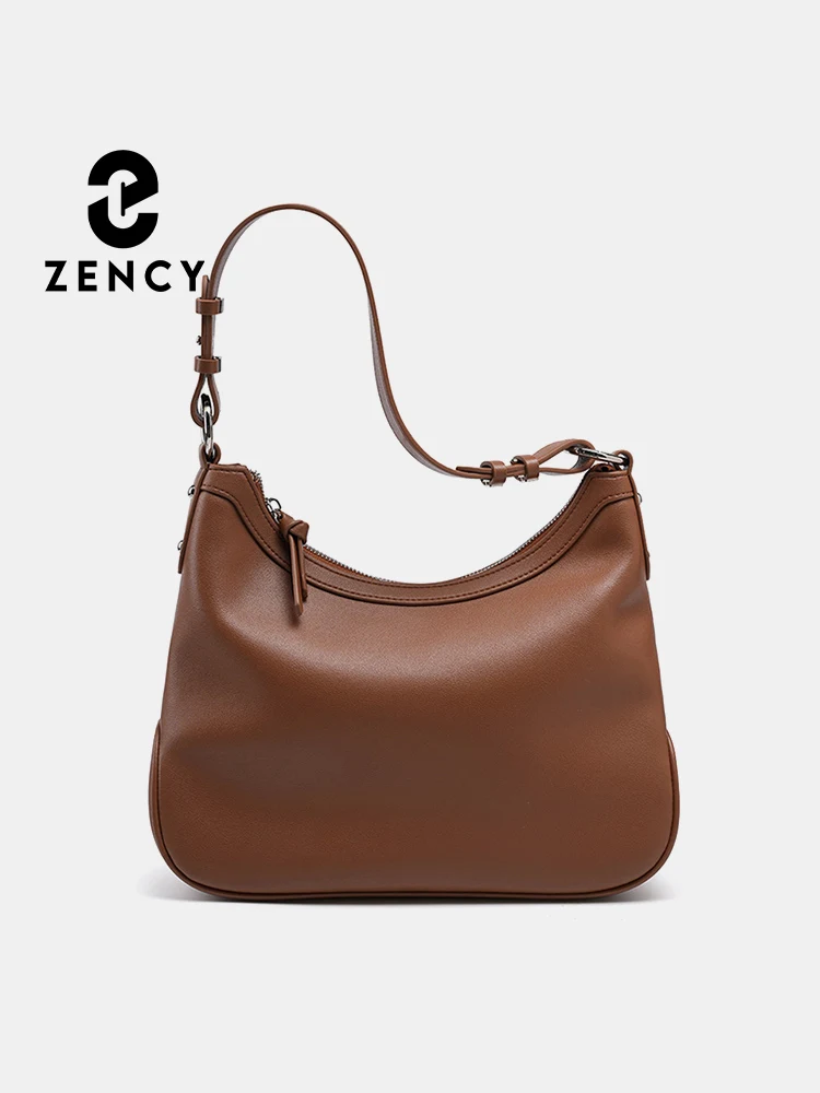 

Zency New high-end Versatile Underarm Hobo Bag For Women Genuine Leather Handbag Shoulder Crossbody Solid Bottom Retro Purse