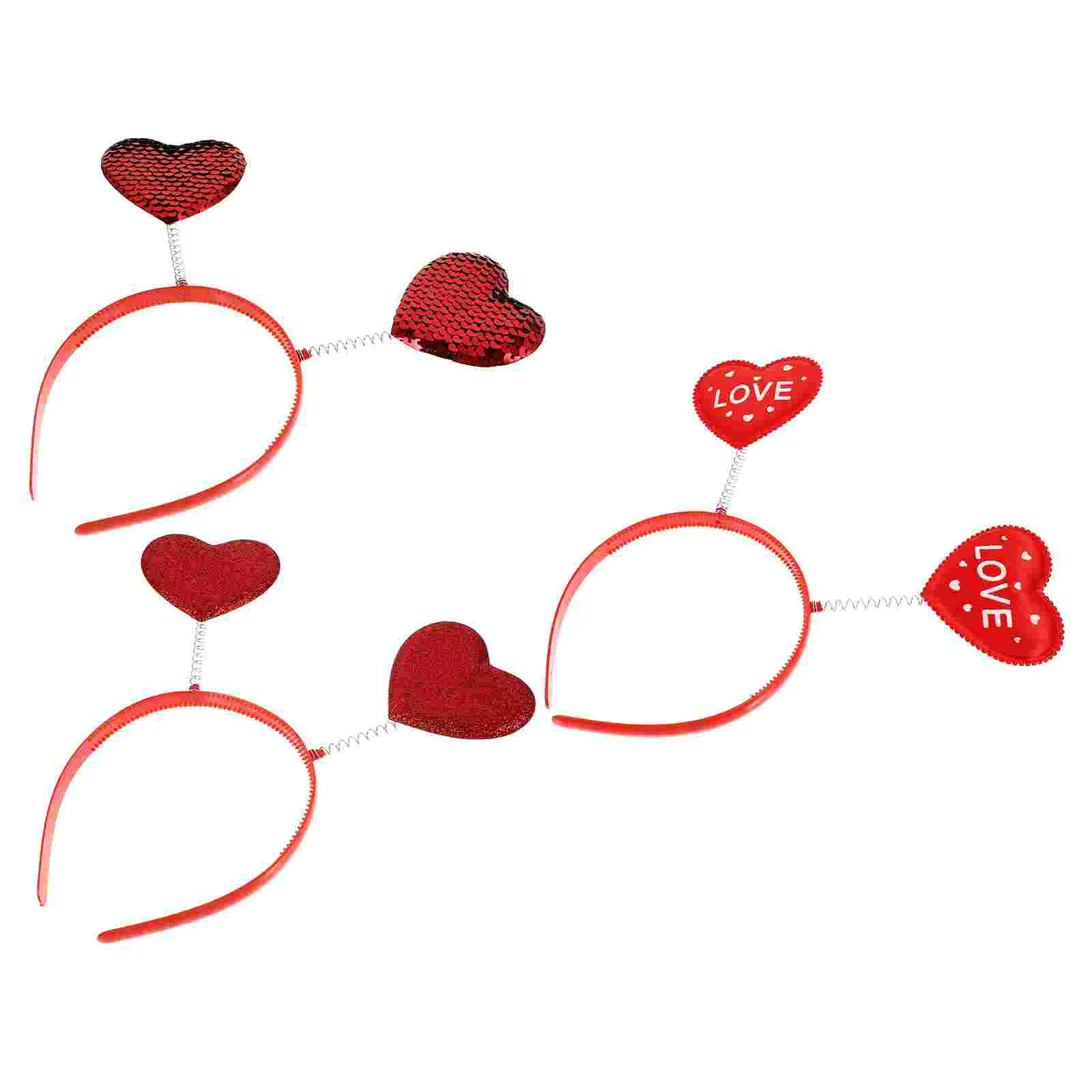 

3 Pcs Bands Valentine's Day Supply Delicate Decor Party Headwear Cloth Carnival Heart-shaped Headpiece Miss