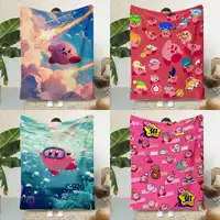 Cartoon Stars K-Kirby Wave Printed Blanket Picnic Blankets Warm Blanket Soft and Comfortable Blanket Home Travel Birthday Gift 1
