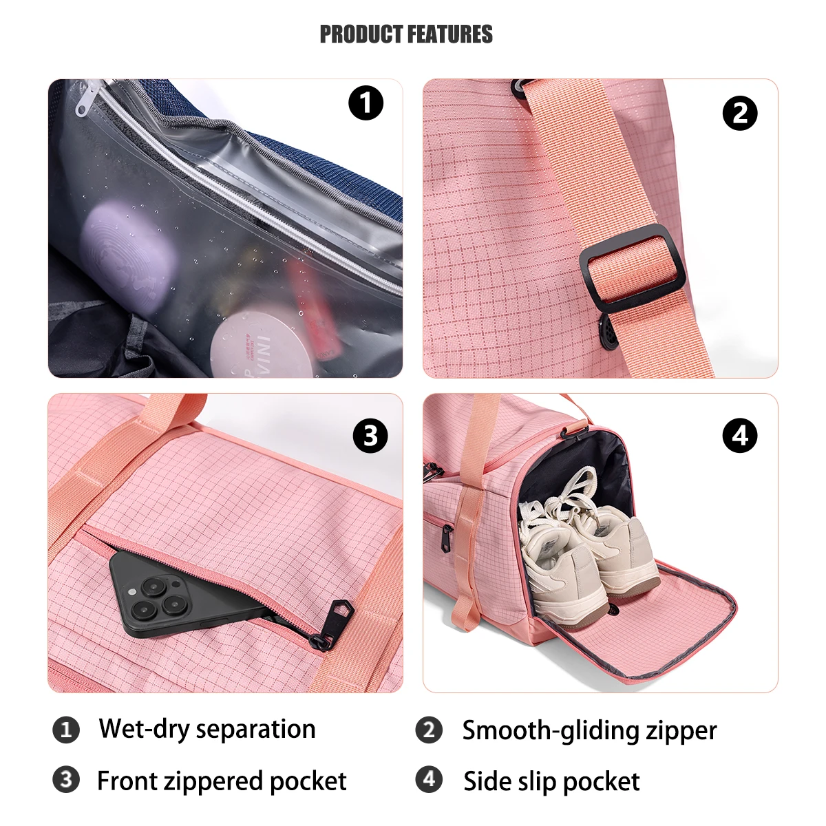 Plaid Sports Bag Women's Wet and Dry Separation Fitness Bag Men's Outdoor Large-Capacity Messenger Travel Bag with Shoe Warehous