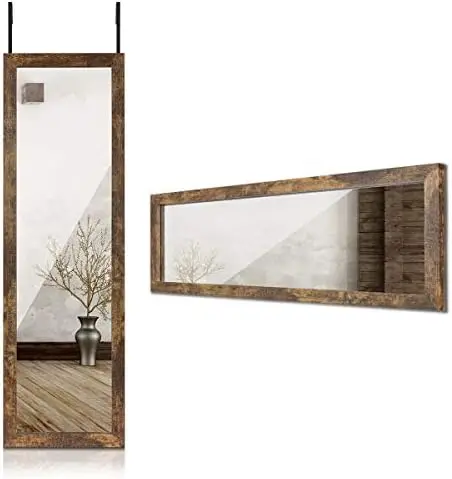 

Full Length Mirror, 48" x 14" Mirror with Wood Frame, Full Length Door Mirror, Hanging Mirror Body Mirror for Bedroom, Non rev