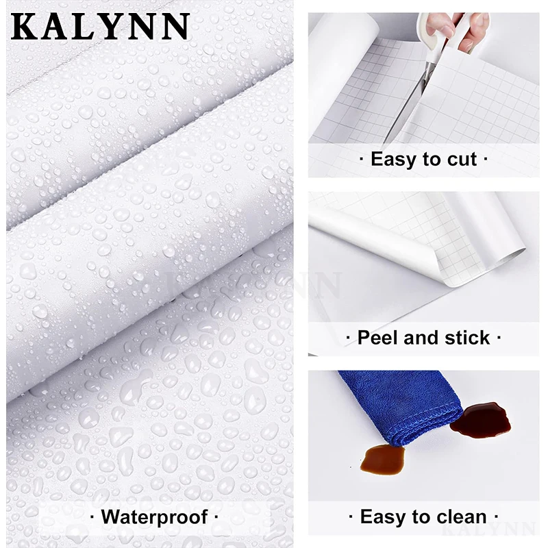 White Peel and Stick Paper,PVC Self-Adhesive Wallpaper, Vinyl Wall Paper for Kitchen Furniture,Drawer Refurbishment Wall Sticker 2