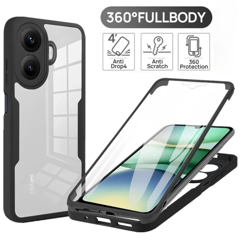 Transparent Shockproof Protective Case with 360-Degree Full Screen Coverage
