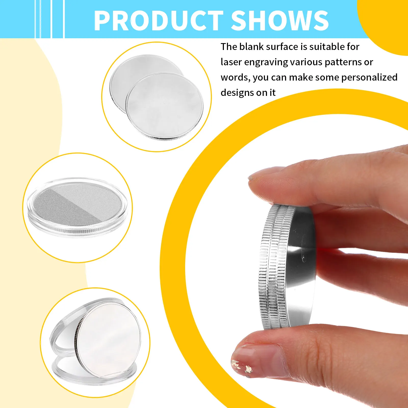 20Pcs 40mm Blank Challenge Coin Threaded Edged 40 mm with Acrylic Protection Box Hand Personalized DIY Craft Coin