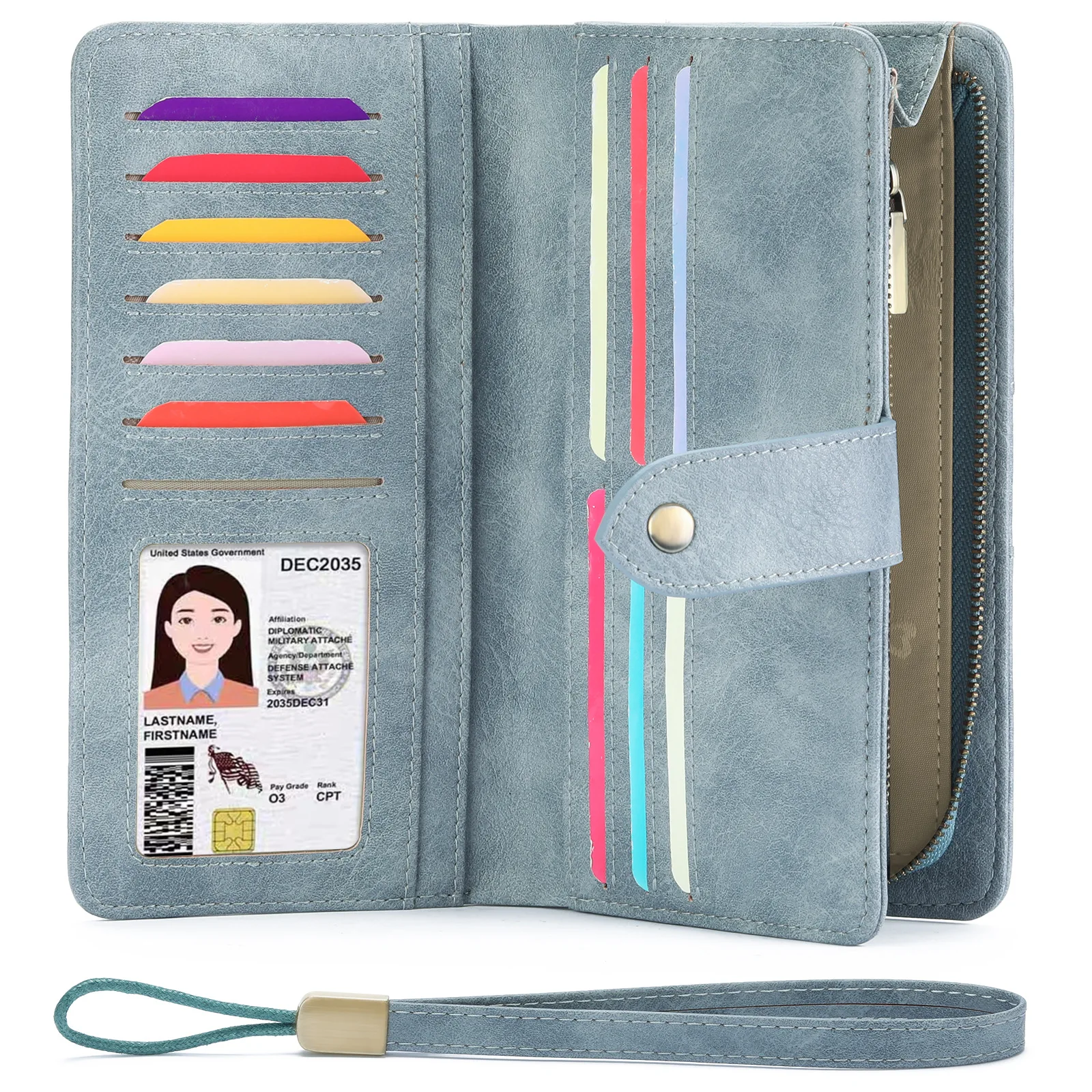 Vintage Oil Wax Leather Women's Wallet Long Three-fold Clutch Bag