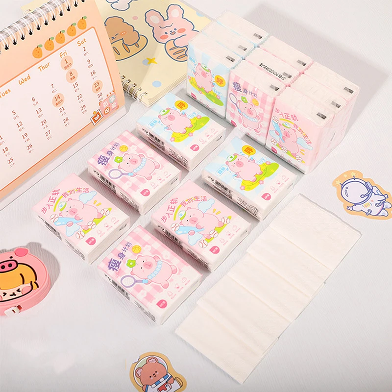 9 Packs Cute Capybara Panda Handkerchief Paper Soft Three Layer Toilet Tissue Cartoon Handkerchief Paper Portable Toilet