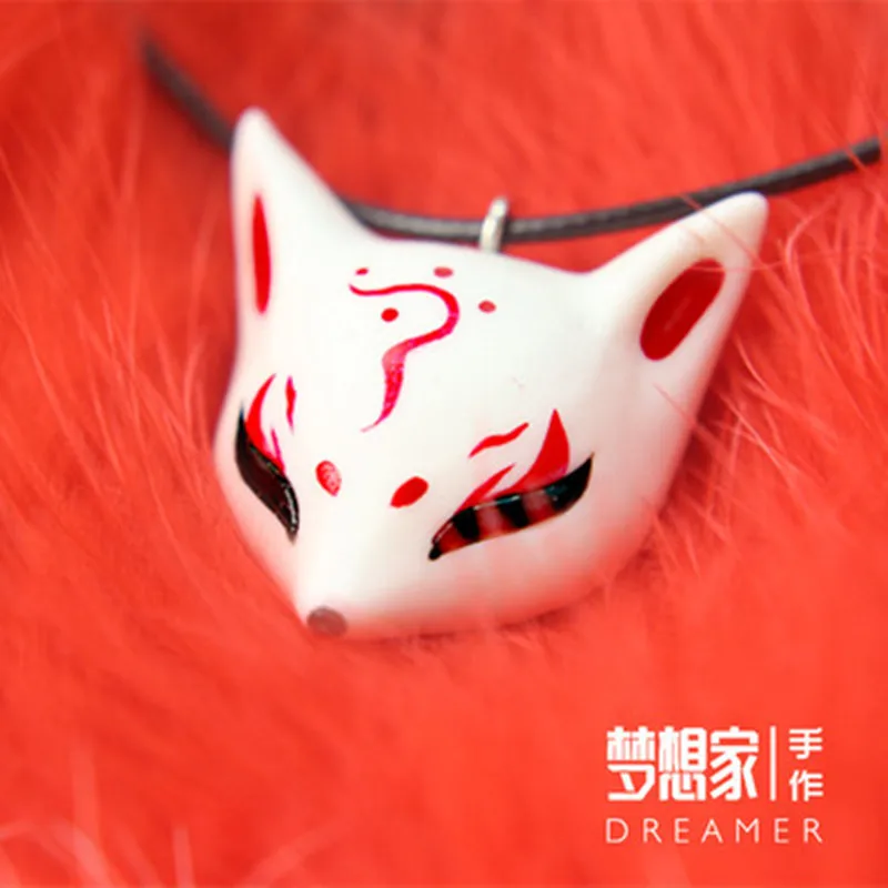 Jewelry China Handpainted Ceramic necklace Fox Mask Cosplay Masks