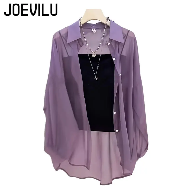 848184-79308b.jpg Sheer Chiffon Shirt Women's Casual UV Resistant Cardigan Summer Thin Commuting Coat Japanese Fashion Mesh Sunscreen Clothing Y2k - Image 1