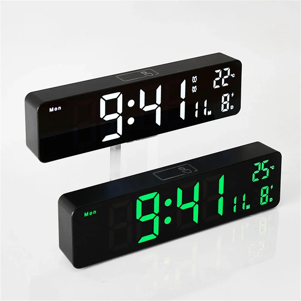 

10" Digital Wall Clock Large LED Screen Temperature Humidity Display Electronic Alarm Clock Home Decoration 12/24H Table Clock