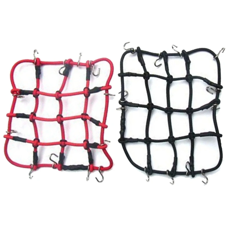 2 Pcs RC Car Parts Accessories Elastic Luggage Net For 1/12 MN D90 D99 MN99S,Red & Black