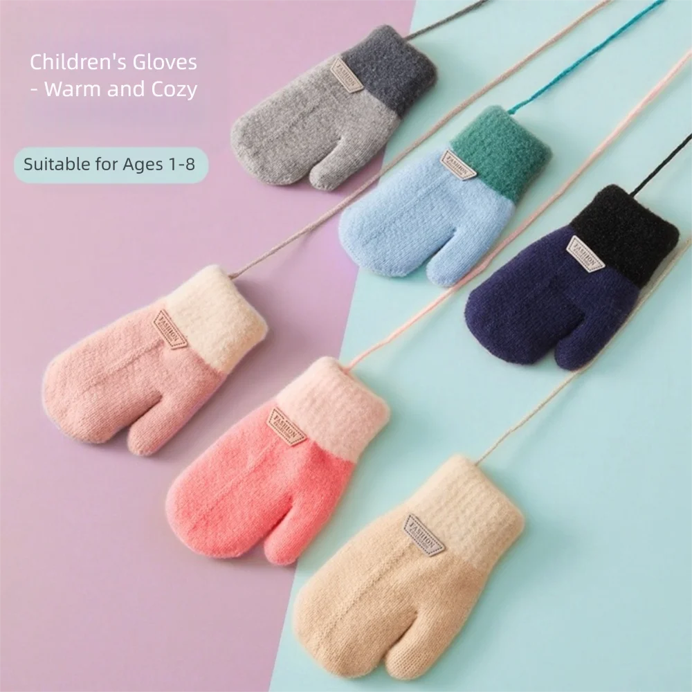 Cute Warm Kids Winter Gloves Coldproof Candy Color Baby Gloves Fleece Soft Children Mittens Toddler