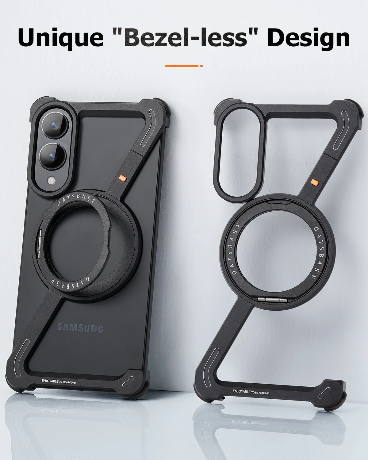 Eary Magnetic for Samsung Galaxy S25 Edge Phone Case with Magsafe Stand 360° Rotate A56 Metal Frame Shockproof Protector Cover