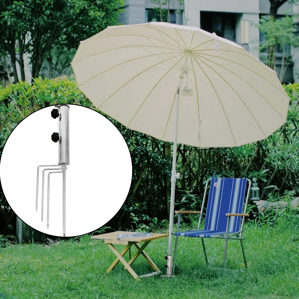 1pcs Metal Umbrella Ground Plug Courtyard Terrace Grass and Sand Umbrella Stand Four Legged Ground Plug Easy to Remove
