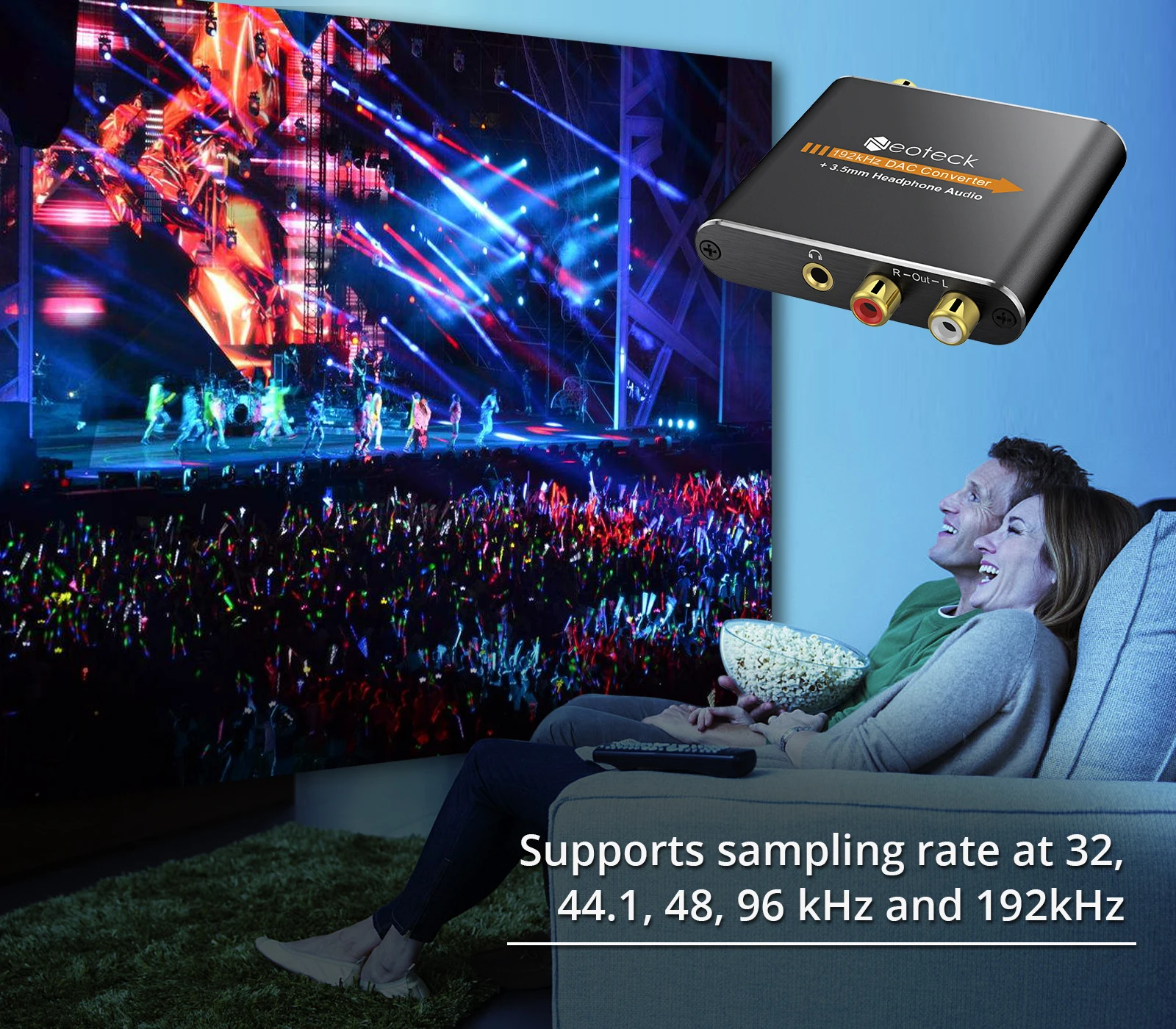 Neoteck DAC Digital-to-Analog Audio Converter Adapter Optical Coaxial Toslink Fiber to RCA 3.5MM Jack DAC Audio For Amplifier