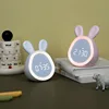 Mini cartoon rabbit LED alarm clock night light for students dormitory digital display children wake up light USB charging 1