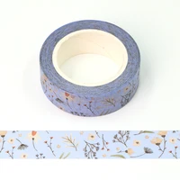 NEW Spring 1PC. 10M Decorative Light Blue Floral Washi Tape DIY Scrapbooking Planner Adhesive Masking Tape Kawaii Stationery 1