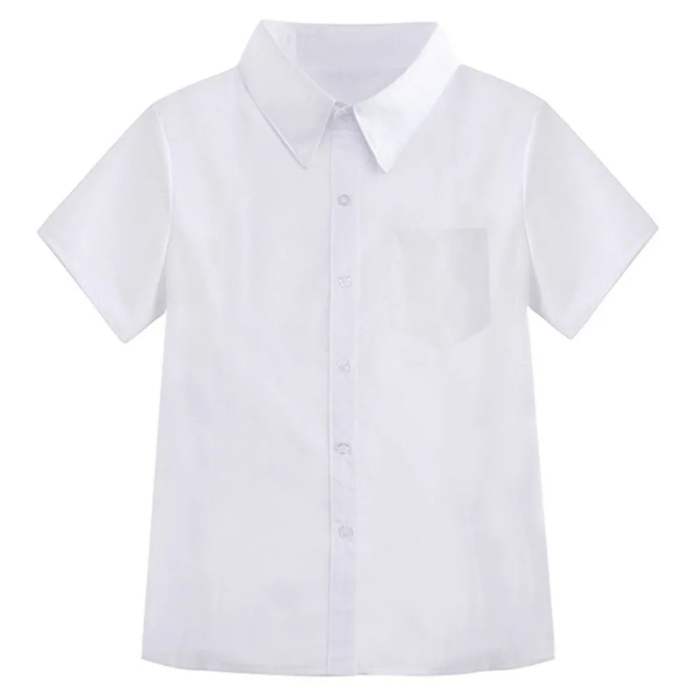 Casual Classic White Shirt Basic Preppy Style Loose Fit Shirt Simple Short Sleeve Blouse High School Students 1