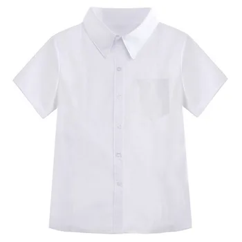 Casual Classic White Shirt Basic Preppy Style Loose Fit Shirt Simple Short Sleeve Blouse High School Students 1