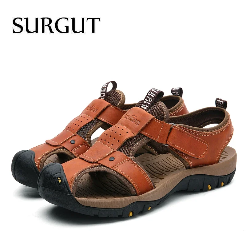 Summer Men Leather Classic Roman Sandals Slipper Outdoor Sneaker Beach Water Trekking Casual