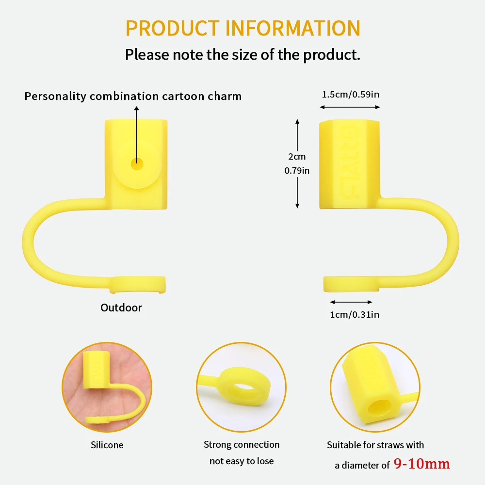 Description Picture 2 of itemMINISO 10/20/30/50/60/100pcs Mixed random 8/10MM Straw Cover Cap Drink Plug Splash Proof Drinking Cup Accessories Straw Cap Gift