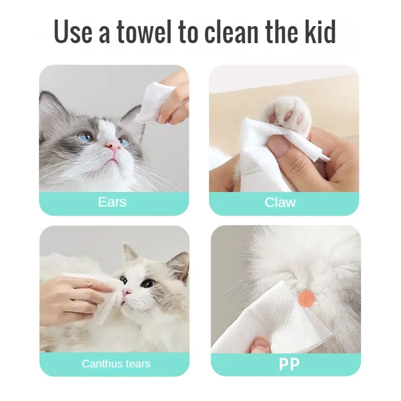 Pet Wipes for Cats and Dogs: Wipe Tear Stains, Clean Body Parts, Wash Without Water, Deodorize and Clean Wet Wipes