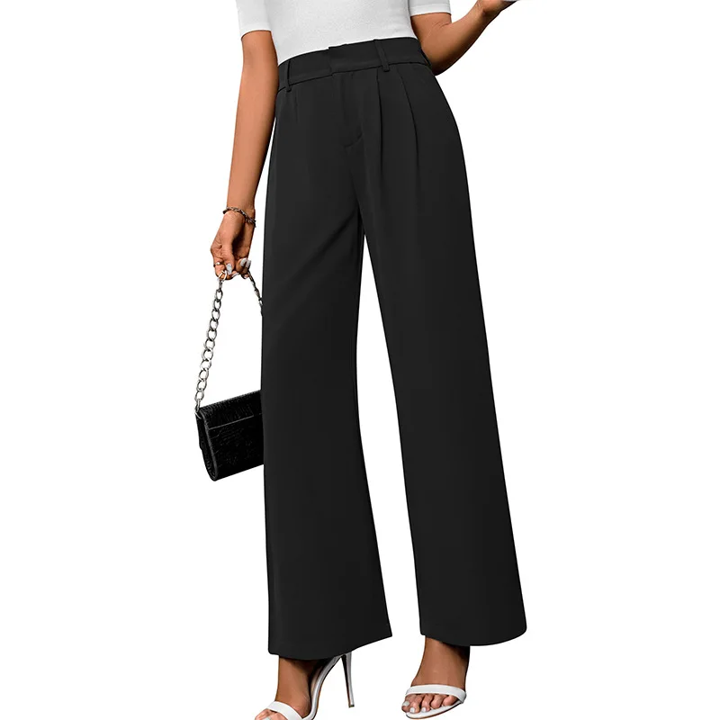 Women's Casual Comfortable Temperament Commuter High-waisted Wide-leg Trousers Loose Straight Leg Trousers