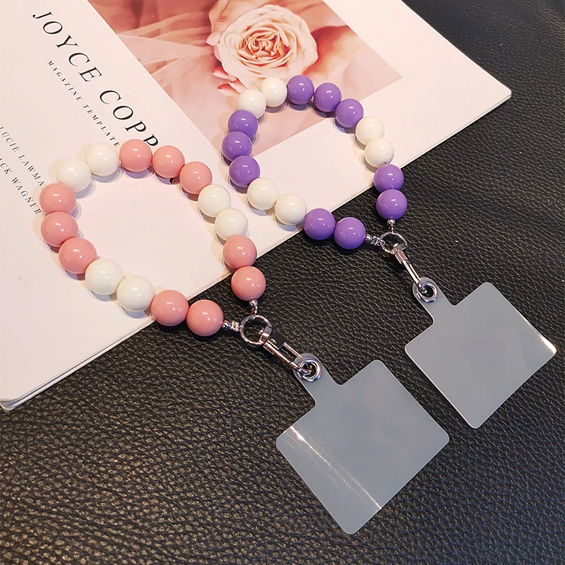 Mobile Phone Lanyard Short Wrist Pendant Portable Chain Colorful Bead Pendant Hand-beaded Strong Phone Anti-lost Sling Lanyard