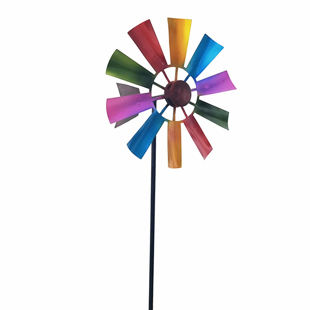 

Creative Windmill Wind Spinner 73cm Balcony Garden Decoration Metal Multicolor Ornament Outdoor Patio Rotating