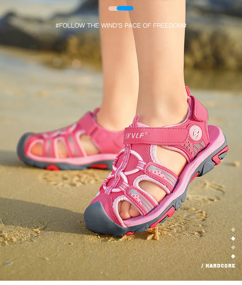 Children Summer Breathable Non-slip Sandals Boys Girls Beach Shoes Soft Flat Closed Toe Safty Shoe Outdoor Casual Sports Sandals bata children's sandals