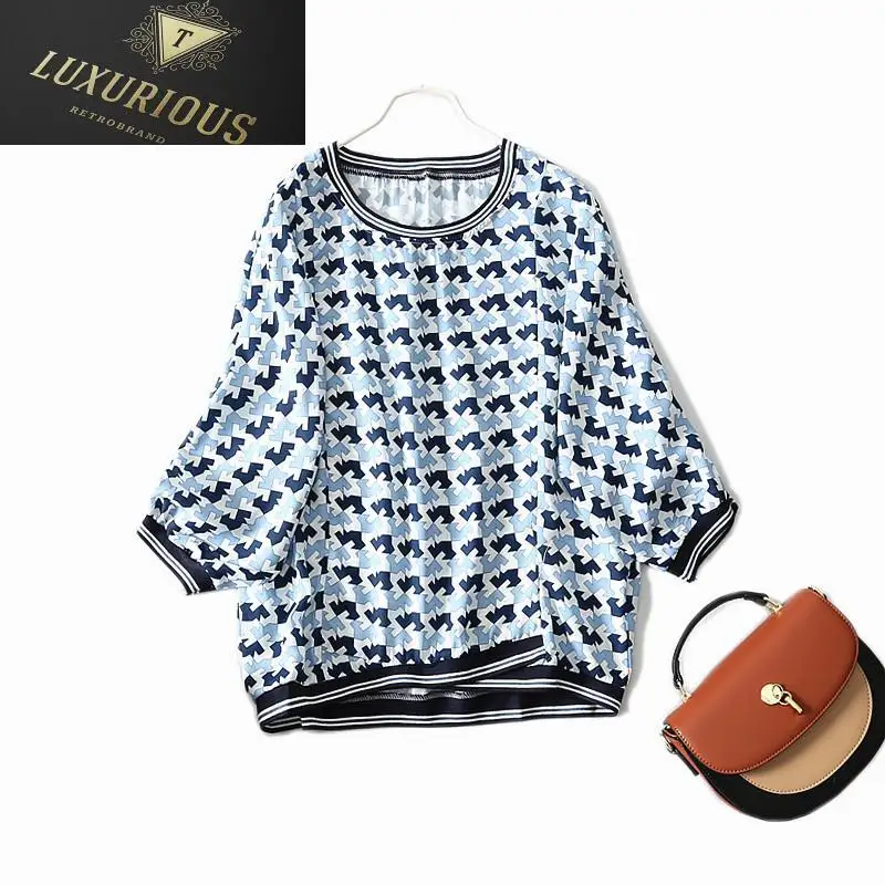 

Summer Tees 2024 New Sweet Beauty Women Clothing Round Neck Raglan Sleeves Diamond Lattice Thin Chiffon T-shirts 4XL