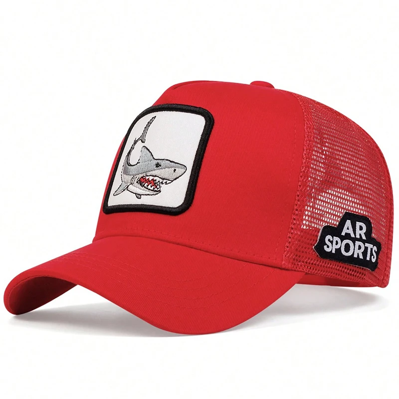 Baseball Caps Unisex Shark Patch Embroidery Baseball Net Caps Spring Summer Outdoor Adjustable Casual Sunscreen Hat