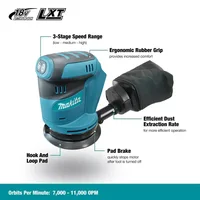 Ponceuse orbitale aléatoire sans fil Makita DBO180Z 18V pour le travail du bois et le polissage du mastic - Outil nu pour usage professionnel et bricolage 4