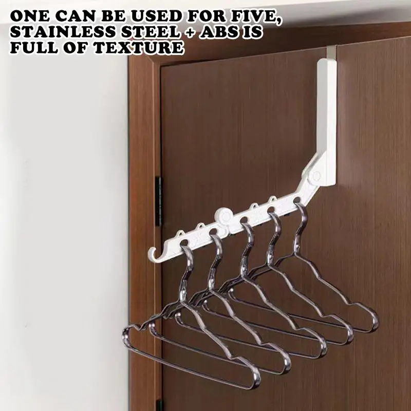 Foldable Travel Hangers Retractable 5 Holes Clothes Drying Rack Protable Over The Door Clothes Hanging Rack for Home Hotel