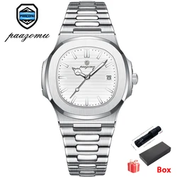 Luxury Square Quartz Men's Watch - 50 ATM Waterproof, Stainless Steel, Luminous Date (Silver White)