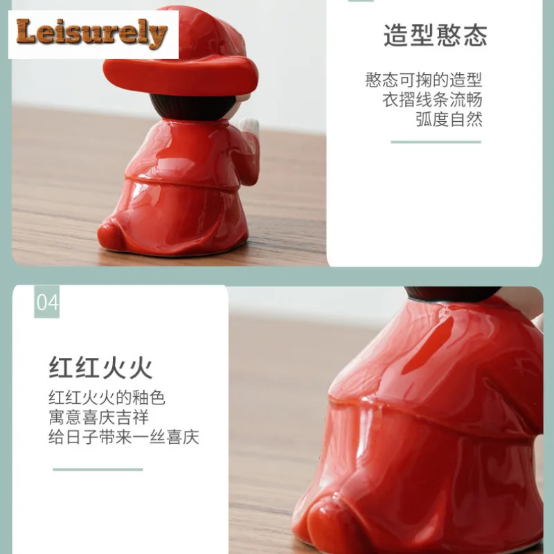 Love Each Other Tea Pet Retro Exquisite Miniatures Tea Figurine Play Toys Tea Statue Ornaments Drinkware Accessories Collection