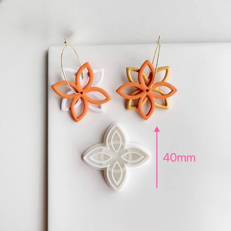 Polymer Clay Cutter Hollow Embossed Flower Leaf Polymer Clay Mold Geometry Xpolys Shape Soft Pottery Cutters DIY Earring Cutting Die Handmade Tools