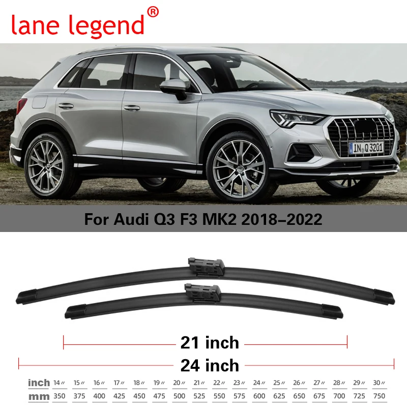For Audi Q3 F3 MK2 2018 2019 2020 2021 2022 Rubber Strip Refill Front Rear  Wiper Blades Kit Windscreen Cleaning Car Accessories