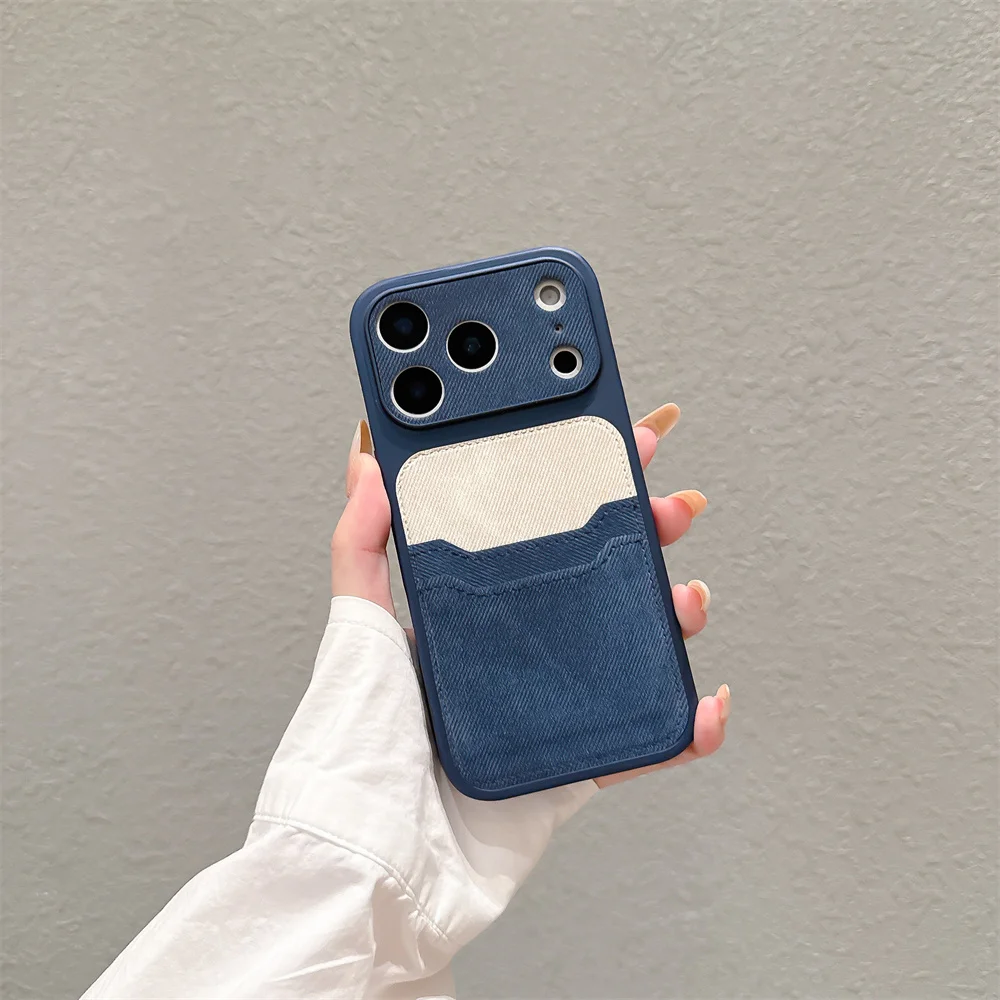 Elegant TPU Leather Card Holder Phone Case with Shockproof Back Cover and Lens Protection