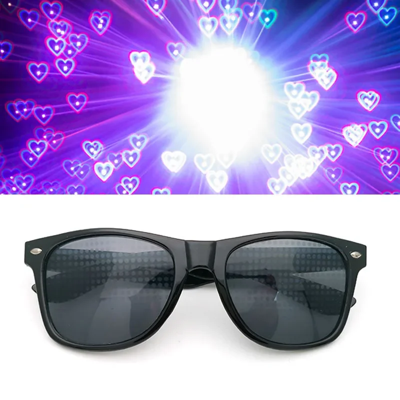 Diffractive Optical Fireworks Glasses Special Effect Sunglasses Dance Light Show Female Glasses Star Football Dollar Heart Shape 2