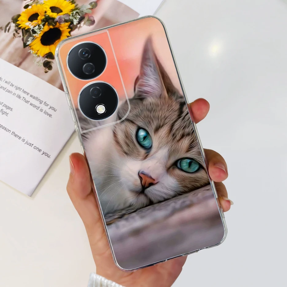Cute Cat & Butterfly Painted Soft Silicone Phone Case -