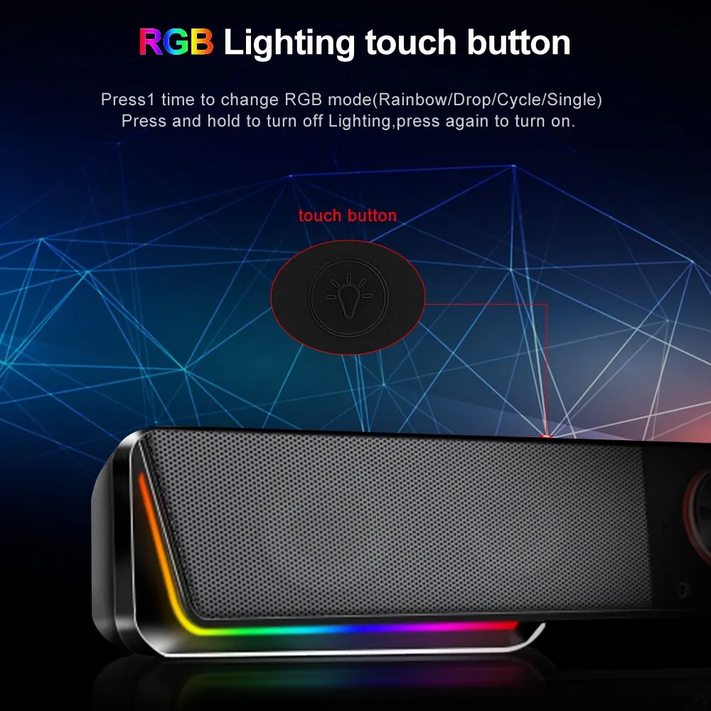 REDRAGON 다크넷 지지대 블루투스 무선 Aux 3.5 서라운드 RGB 스피커, 컴퓨터 PC 라우드스피커용 컬럼 사운드바, GS570