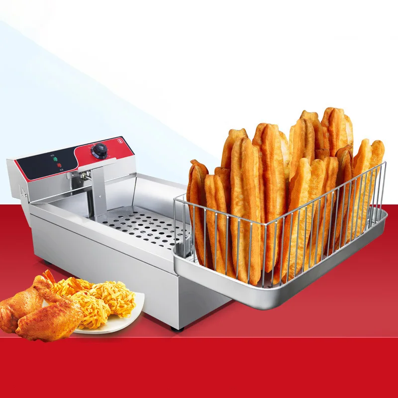 Large capacity electric fryer commercial frying pan fritters potato chips machine fried skewers fried chicken steak French fries