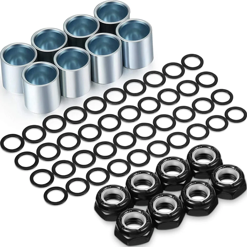 56 Pieces Skateboard Truck Hardware Kit skateboard hardware kit Includes Spacers, Axle Nuts and Speed Rings for Skateboard and Longboard