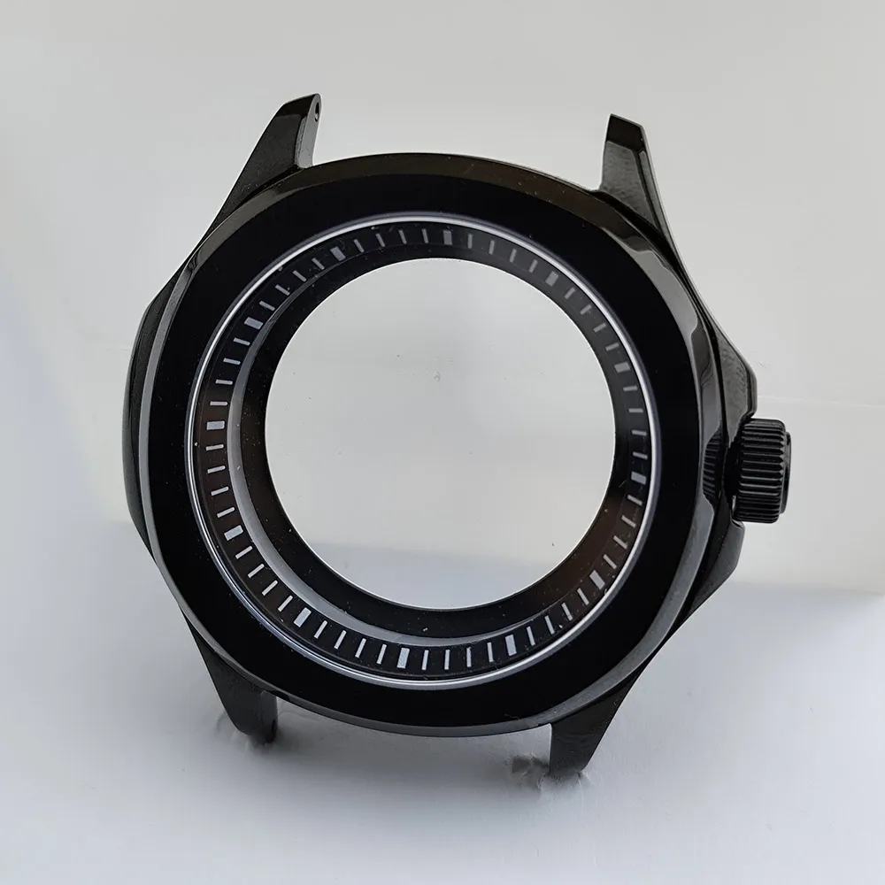 Black Steel Watch Case with Sapphire Glass and Chapter Ring, 39.5mm