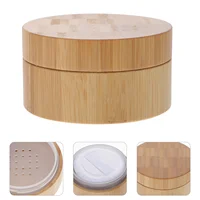30ml Empty Powder Case Wooden Powder Case Make-up Sponge Holder with Lids and Powder Puff makeup powder jar 1