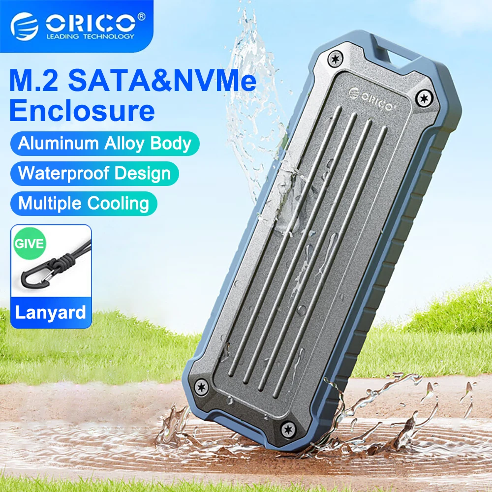 Nvme Case Ssd Sata com Dissipador de Cordão Liga de Zinco Impermeável Gabinete à Prova de Choque Portátil pc 10gbps Orico-m.2